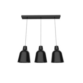 LUMICOM - DONG BINARIO Suspension, 3X E27, max 42W, métal, noir brillant, L.70cm