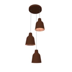 LUMICOM - DONG COMPO Suspension, 3X E27, max 42W, métal, marron corten/feuille cuivre, D.35cm