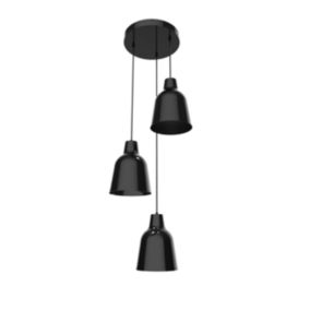 LUMICOM - DONG COMPO Suspension, 3X E27, max 42W, métal, noir brillant, D.35cm