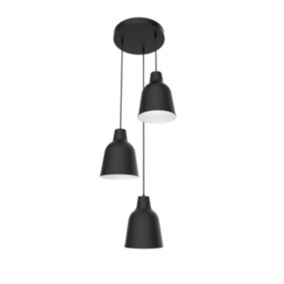 LUMICOM - DONG COMPO Suspension, 3X E27, max 42W, métal, noir mat/feuille argent, D.35cm