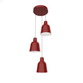 LUMICOM - DONG COMPO Suspension, 3X E27, max 42W, métal, rouge brillant/blanc, D.35cm