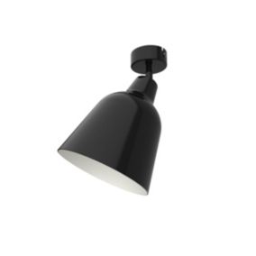 LUMICOM - DONG Plafonnier, 1X E27, max 42W, métal, noir brillant/blanc, D.16cm