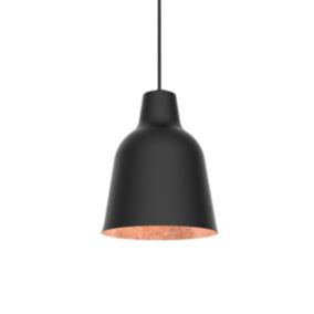 LUMICOM - DONG Suspension, 1X E27, max 42W, métal, noir mat/feuille cuivre, D.16cm