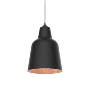 LUMICOM - DONG Suspension, 1X E27, max 42W, métal, noir mat/feuille cuivre, D.25cm