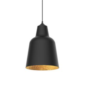 LUMICOM - DONG Suspension, 1X E27, max 42W, métal, noir mat/feuille d'or, D.25cm