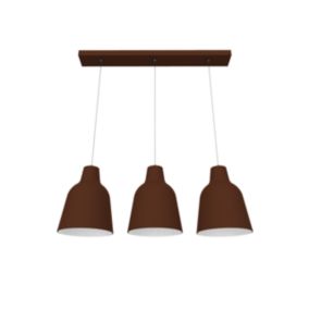 LUMICOM - DONG TRACK Suspension, 3X E27, max 42W, métal, marron corten/feuille argent, D.16cm