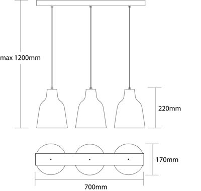 LUMICOM - DONG TRACK Suspension, 3X E27, max 42W, métal, marron corten/feuille d'or, D.16cm