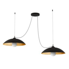 LUMICOM - DREAM Suspension, 2X E27, max 42W, métal, noir mat/feuille d'or, D.40cm