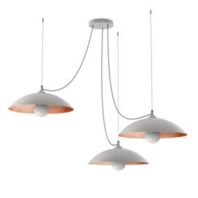 LUMICOM - DREAM Suspension, 3X E27, max 42W, métal, blanc mat/feuille cuivre, D.40cm