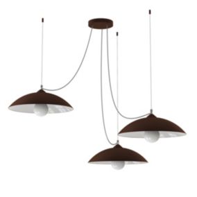 LUMICOM - DREAM Suspension, 3X E27, max 42W, métal, marron corten/blanc, D.40cm