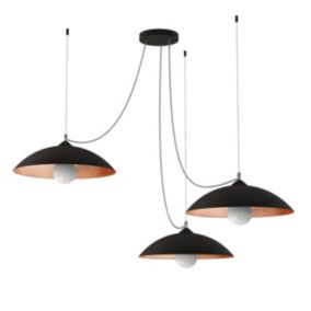 LUMICOM - DREAM Suspension, 3X E27, max 42W, métal, noir mat/feuille cuivre, D.40cm