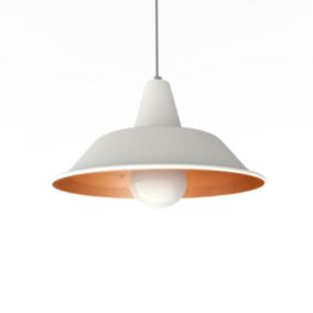 LUMICOM - DUNA Suspension, 1XE27, max 42W, métal, blanc mat/feuille cuivre, D.35cm