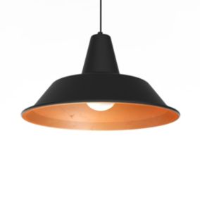 LUMICOM - DUNA Suspension, 1XE27, max 42W, métal, noir mat/feuille cuivre, D.45cm