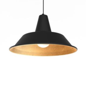 LUMICOM - DUNA Suspension, 1XE27, max 42W, métal, noir mat/feuille d'or, D.45cm