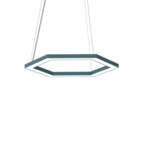 LUMICOM - ESAGONO 1X Suspension, STRIP LED, 22W/m, 3000K, métal, bleu méditerranéen, D.40cm