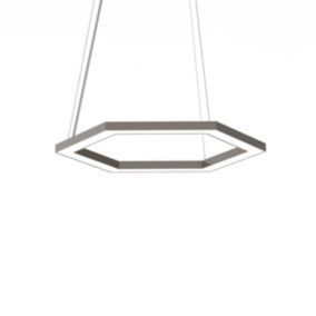 LUMICOM - ESAGONO 1X Suspension, STRIP LED, 22W/m, 3000K, métal, gris tourterelle brillant, D.40cm