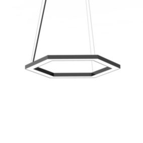 LUMICOM - ESAGONO 1X Suspension, STRIP LED, 22W/m, 3000K, métal, noir brillant, D.40cm