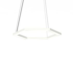 LUMICOM - ESAGONO 1X Suspension, STRIP LED, 22W/m, 4000K, métal, blanc, D.40cm