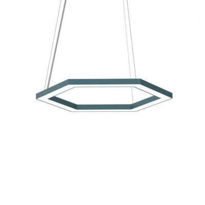 LUMICOM - ESAGONO 1X Suspension, STRIP LED, 22W/m, 4000K, métal, bleu méditerranéen, D.40cm