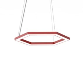 LUMICOM - ESAGONO 1X Suspension, STRIP LED, 22W/m, 4000K, métal, rouge brillant, D.40cm