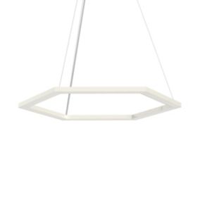 LUMICOM - ESAGONO 1X Suspension, STRIP LED, 34W/m, 3000K, métal, blanc brillant, D.60cm