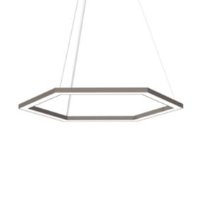 LUMICOM - ESAGONO 1X Suspension, STRIP LED, 34W/m, 3000K, métal, gris tourterelle brillant, D.90cm