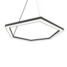 LUMICOM - ESAGONO 1X Suspension, STRIP LED, 34W/m, 3000K, métal, noir, D.60cm