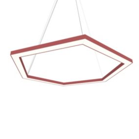 LUMICOM - ESAGONO 1X Suspension, STRIP LED, 34W/m, 4000K, métal, rouge cowhide, D.90cm