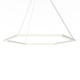 LUMICOM - ESAGONO 1X Suspension, STRIP LED, 52W/m, 3000K, métal, blanc brillant, D.90cm