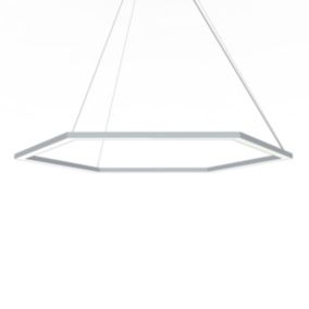 LUMICOM - ESAGONO 1X Suspension, STRIP LED, 52W/m, 3000K, métal, gris, D.90cm