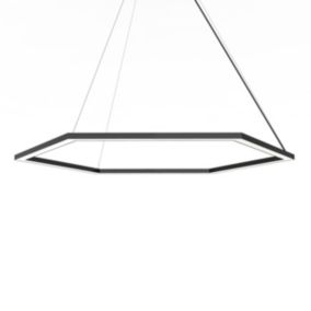 LUMICOM - ESAGONO 1X Suspension, STRIP LED, 52W/m, 3000K, métal, noir brillant, D.90cm