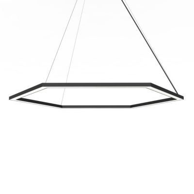 LUMICOM - ESAGONO 1X Suspension, STRIP LED, 52W/m, 3000K, métal, noir, D.90cm