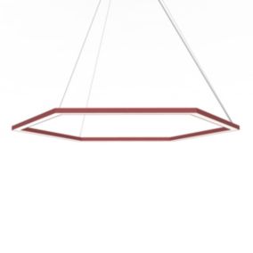 LUMICOM - ESAGONO 1X Suspension, STRIP LED, 52W/m, 3000K, métal, rouge cowhide, D.90cm