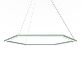 LUMICOM - ESAGONO 1X Suspension, STRIP LED, 52W/m, 3000K, métal, vert iceberg, D.90cm