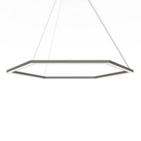 LUMICOM - ESAGONO 1X Suspension, STRIP LED, 52W/m, 4000K, métal, gris tourterelle brillant, D.90cm