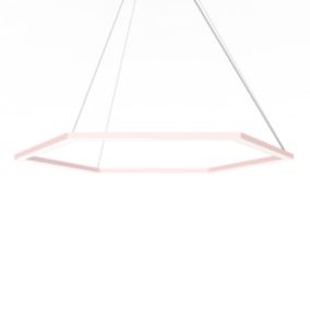 LUMICOM - ESAGONO 1X Suspension, STRIP LED, 52W/m, 4000K, métal, rose, D.90cm