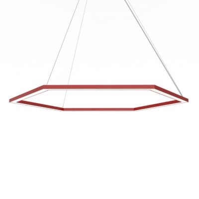 LUMICOM - ESAGONO 1X Suspension, STRIP LED, 52W/m, 4000K, métal, rouge brillant, D.90cm