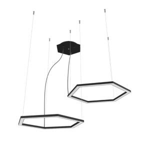 LUMICOM - ESAGONO 2X Suspension décalé, STRIP LED, 34W/m, 3000K, métal, noir, 60cm