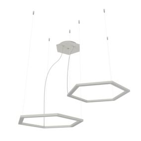 LUMICOM - ESAGONO 2X Suspension décalé, STRIP LED, 34W/m, 4000K, métal, blanc, 60cm