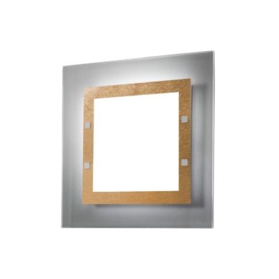 LUMICOM - FLORENCE Plafonnier, 2X E27, max 42W, métal/verre, feuille d'or, 40x40cm