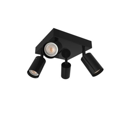 LUMICOM - FORM Q Plafonnier, 4X GU10, max 33W, métal, noir brillant, 30x30cm