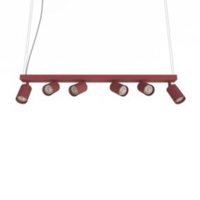 LUMICOM - FORM XL Suspension, 6X GU10, max 33W, métal, rouge cowhide, L.90cm