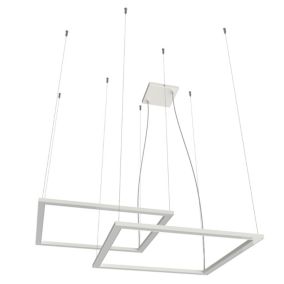 LUMICOM - FRAME Suspension décalé x2, STRIP LED, 46W/m, 3000K, métal, blanc, L60cm