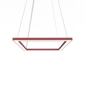 LUMICOM - FRAME Suspension, STRIP LED, 30W/m, 3000K, métal, rouge cowhie, L40cm