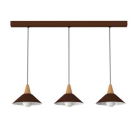 LUMICOM - FUNNEL Suspension Binario, 3X E27, max 42W, métal, corten/feuille argent, D.25cm L.100cm