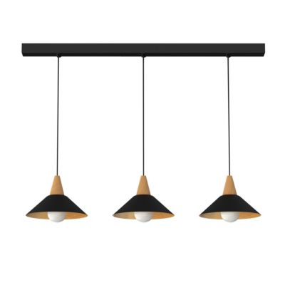 LUMICOM - FUNNEL Suspension Binario, 3X E27, max 42W, métal, noir/feuille d'or, D.25cm L.100cm