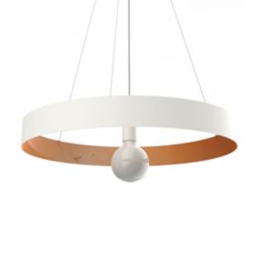 LUMICOM - HALO Suspension, 1X E27, max 42W, métal, blanc mat/feuille cuivre, D.60cm