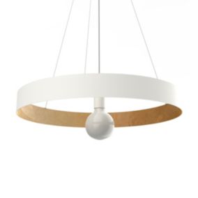 LUMICOM - HALO Suspension, 1X E27, max 42W, métal, blanc mat/feuille d'or, D.60cm