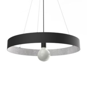 LUMICOM - HALO Suspension, 1X E27, max 42W, métal, noir mat/feuille argent, D.60cm