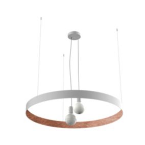 LUMICOM - HALO Suspension, 2X E27, max 42W, métal, blanc/feuille cuivre, D.90cm